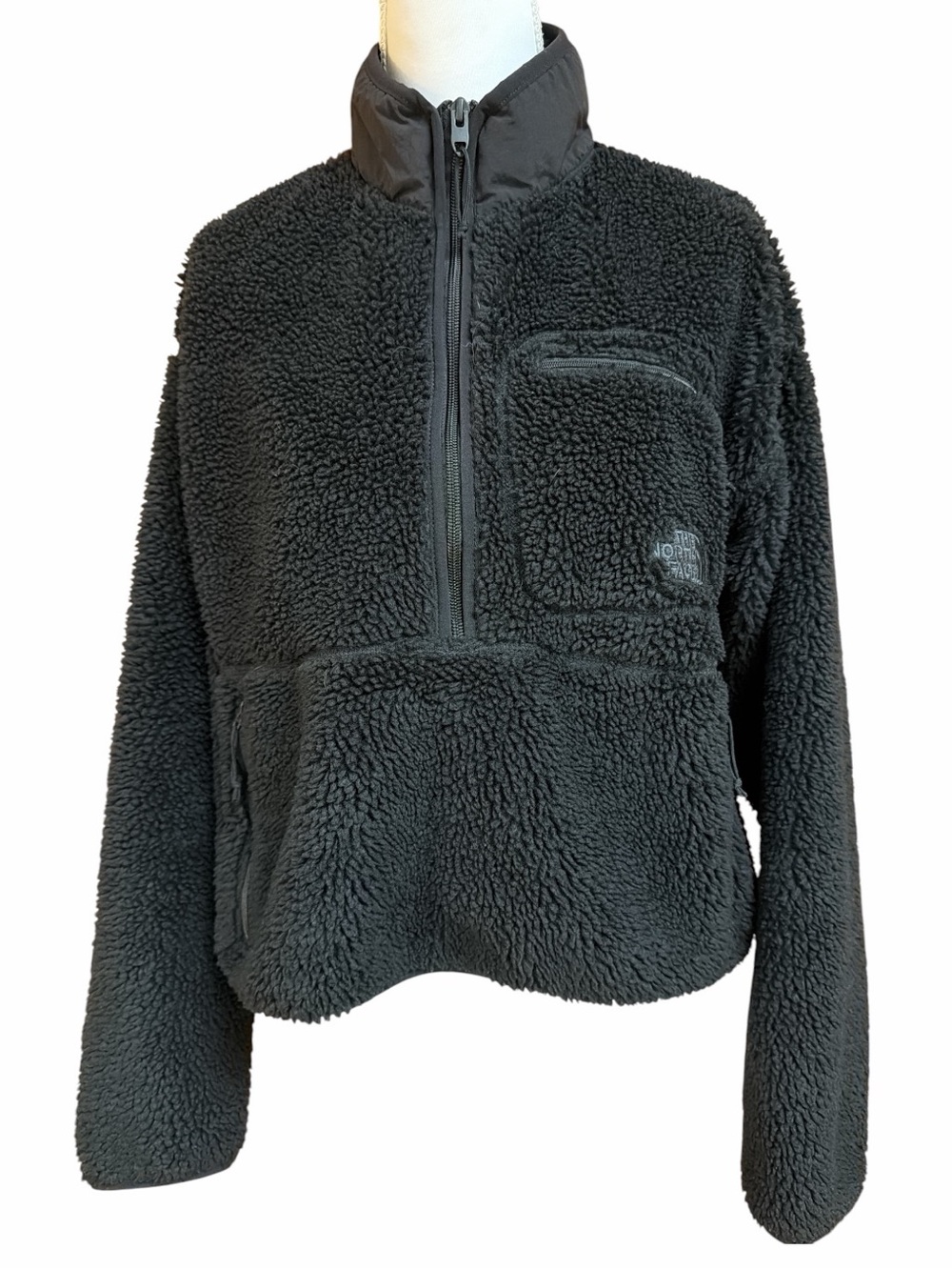 The North Face Black Teddy Extreme Pile Fleece Half-Zip Jacket Medium - Picture 6 of 9